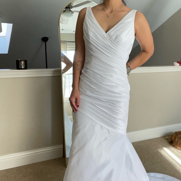 Mori Lee Tafetta Gathered Waist Fit and Flare Wedding Gown size 8- Fits … - Picture 10 of 11